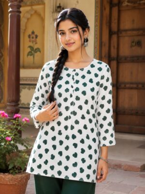 SMALL HEART  WHITE KURTI