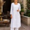 LUKNAVI WHITE LONG KURTI
